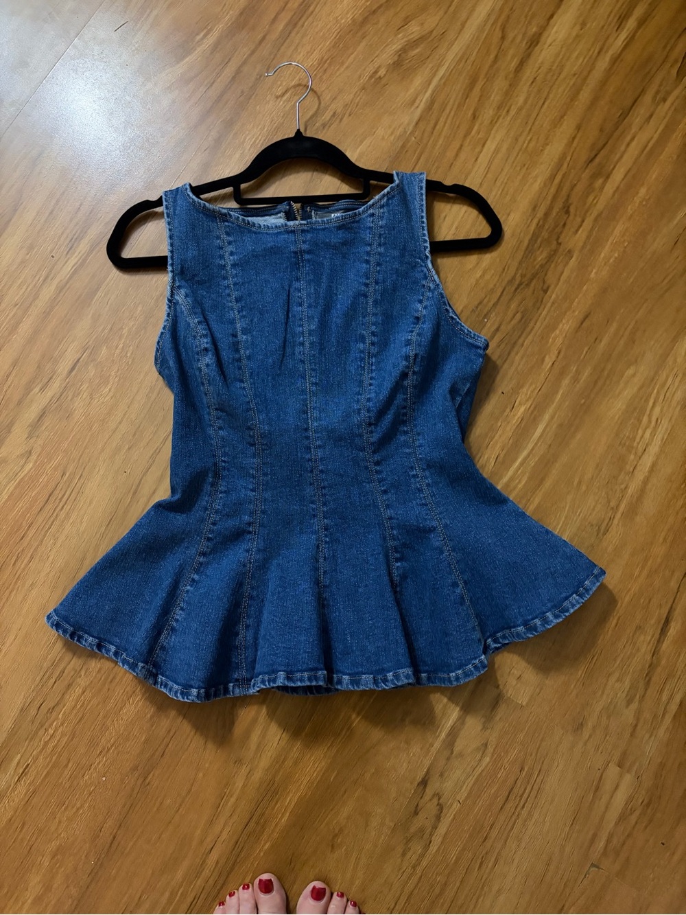 Express Denim Peplum Sleeveless Top - Blue